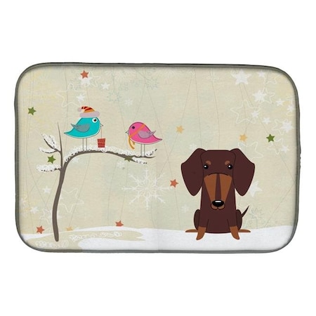 Carolines Treasures Carolines Treasures BB2603DDM Christmas Presents Between Friends Dachshund Chocolate Dish Drying Mat BB2603DDM